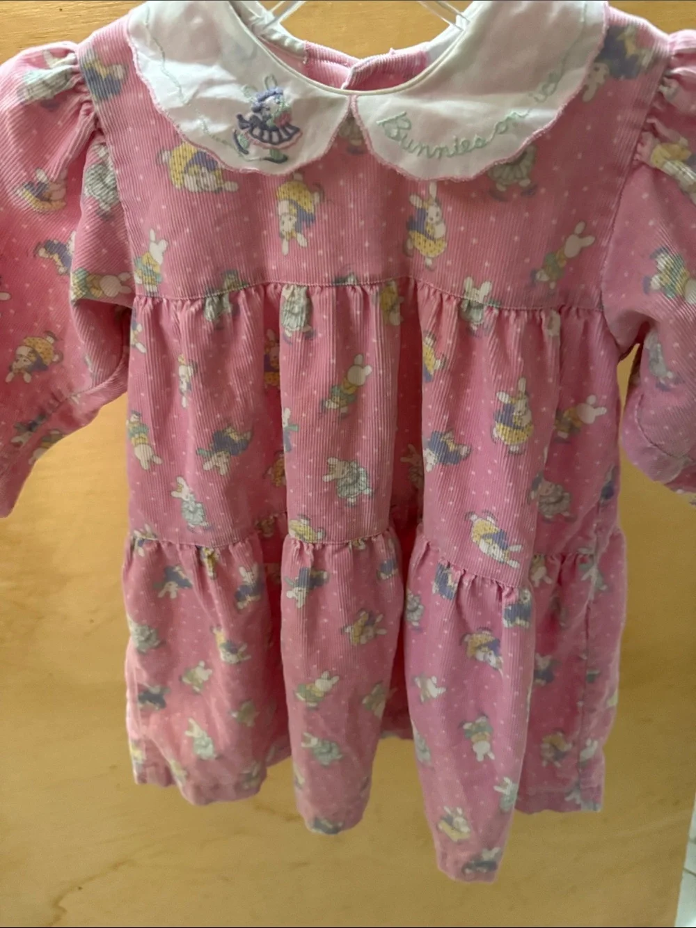 OshKosh B'gosh Pink CorduroyTiered 1987 Dress & Bunnies On Ice” Collar 3 Toddler